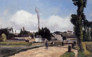 By the Oise at Pontoise Oil painting by Camille Pissarro