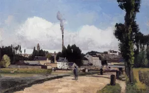 By the Oise at Pontoise by Camille Pissarro - Oil Painting Reproduction