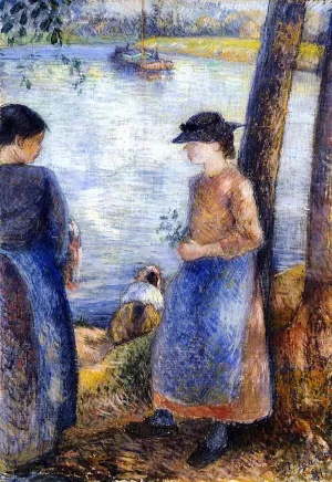 By the Water by Camille Pissarro - Oil Painting Reproduction