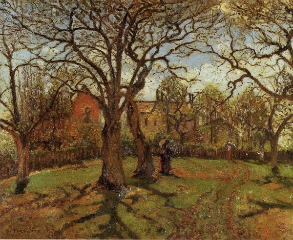 Chestnut Trees, Louveciennes, Spring by Camille Pissarro - Hand-Painted Oil Painting Reproduction