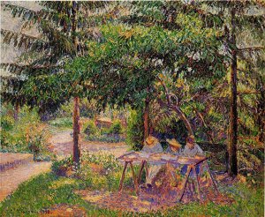Children in a Garden at Eragny by Camille Pissarro Oil Painting
