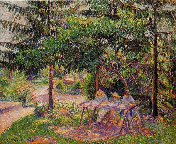 Main Product Photo of Children in a Garden at Eragny Painting by Camille Pissarro