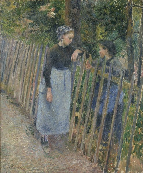 Conversation by Camille Pissarro - Hand-Painted Oil Painting Reproduction