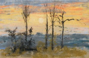 Coucher De Soleil by Camille Pissarro Oil Painting