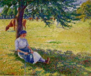 Cowgirl, Eragny painting by Camille Pissarro