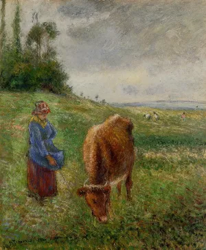 Cowherd, Pontoise by Camille Pissarro - Oil Painting Reproduction