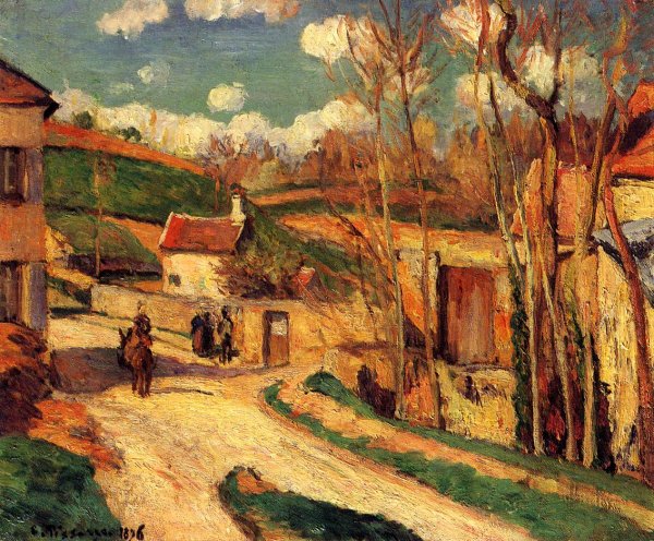 Crossroads at l'Hermitage, Pontoise by Camille Pissarro - Hand-Painted Oil Painting Reproduction
