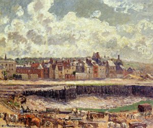 Dieppe, Dunquesne Basin, Sunlight Effect, Morning, Low Tide by Camille Pissarro Oil Painting