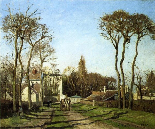 Entering the Village of Voisins by Camille Pissarro - Hand-Painted Oil Painting Reproduction