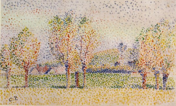 Eragny Landscape by Camille Pissarro - Hand-Painted Oil Painting Reproduction