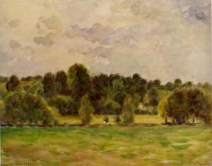 Eragny, Twilight Oil painting by Camille Pissarro