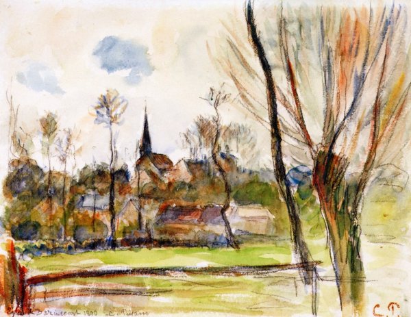 Esplanade de Bazincourt by Camille Pissarro - Hand-Painted Oil Painting Reproduction