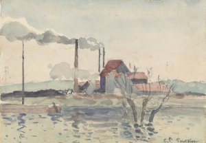 Factory on the Oise at Pontoise by Camille Pissarro Oil Painting