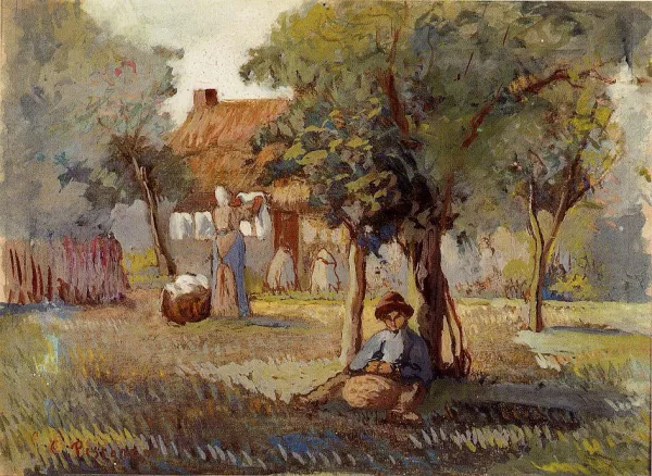 Family Garden by Camille Pissarro Oil Painting Reproduction For
