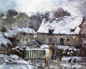 Farm at Montfoucault II by Camille Pissarro Oil Painting