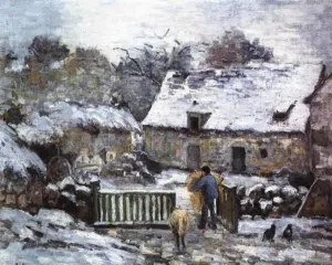 Farm at Montfoucault II by Camille Pissarro - Oil Painting Reproduction