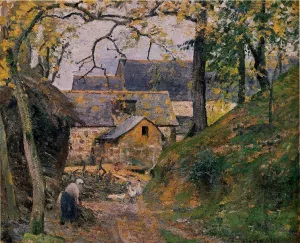 Farm at Montfoucault by Camille Pissarro Oil Painting
