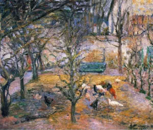 Farmyard at the Maison Rouge, Pontoise by Camille Pissarro - Oil Painting Reproduction