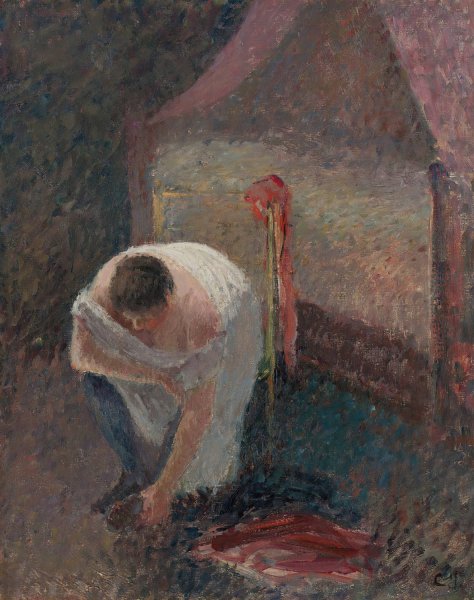 Femme En Chemise Pres D'un Lit  by Camille Pissarro - Hand-Painted Oil Painting Reproduction