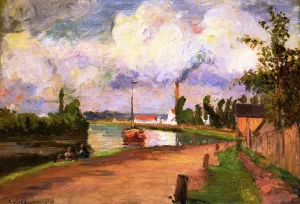 Fishermen on the Banks of the Oise by Camille Pissarro - Oil Painting Reproduction