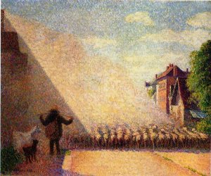 Flock of Sheep by Camille Pissarro Oil Painting