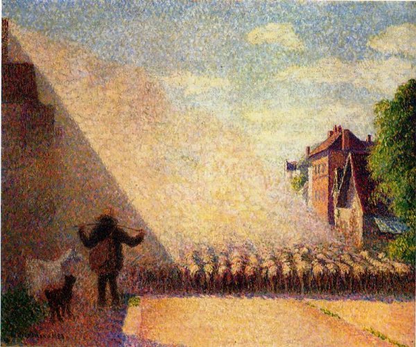 Flock of Sheep by Camille Pissarro - Hand-Painted Oil Painting Reproduction