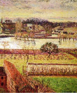 Flood, Twilight Effect, Eragny by Camille Pissarro Oil Painting