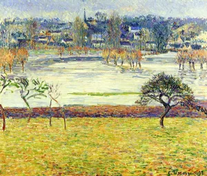 Flood, White Effect, Eragny by Camille Pissarro - Oil Painting Reproduction