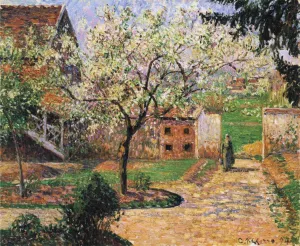 Flowering Plum Tree, Eragny by Camille Pissarro - Oil Painting Reproduction