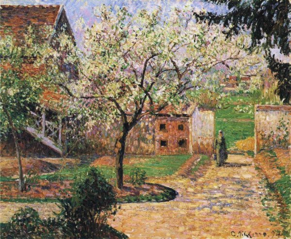 Main Product Photo of Flowering Plum Tree, Eragny Painting by Camille Pissarro