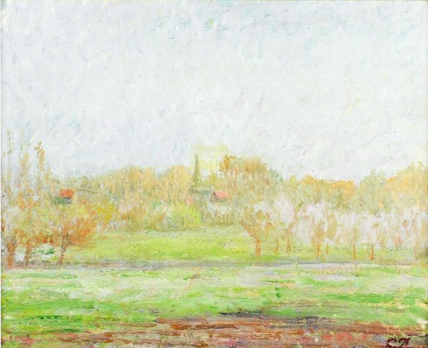 Fog in Eragny by Camille Pissarro - Hand-Painted Oil Painting Reproduction