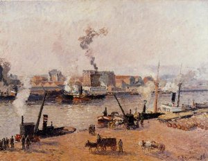 Foggy Morning, Rouen Oil painting by Camille Pissarro