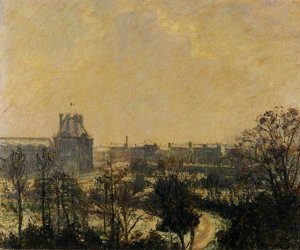 Garden of the Louvre: Snow Effect by Camille Pissarro Oil Painting