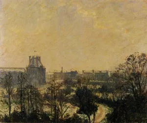 Garden of the Louvre: Snow Effect Oil painting by Camille Pissarro