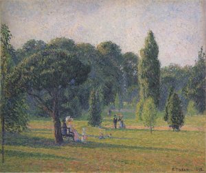 Gardens At Kew, Sunset by Camille Pissarro Oil Painting