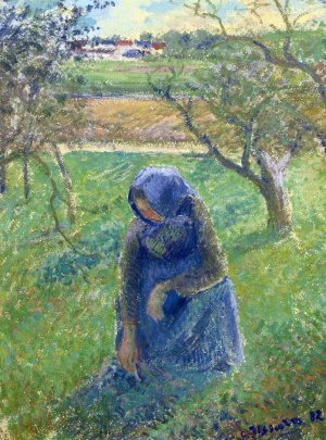 Gathering Herbs Oil painting by Camille Pissarro