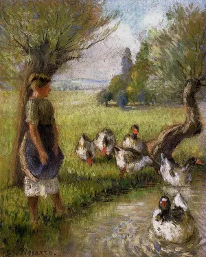 Goose Girl by Camille Pissarro - Oil Painting Reproduction
