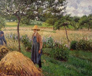 Grey Weather, Morning with Figures, Egagny by Camille Pissarro Oil Painting