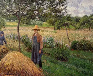 Grey Weather, Morning with Figures, Egagny by Camille Pissarro - Oil Painting Reproduction