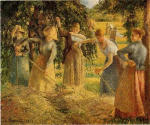 Harvest at Eragny by Camille Pissarro - Oil Painting Reproduction