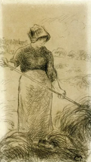 Haymaker Oil painting by Camille Pissarro