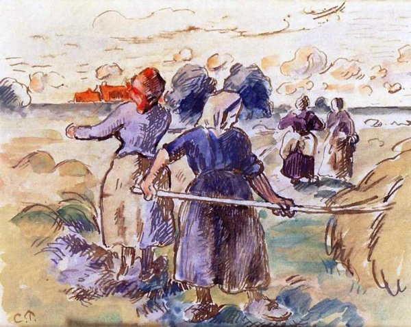 Haymakers by Camille Pissarro - Hand-Painted Oil Painting Reproduction