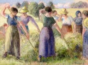 Haymaking painting by Camille Pissarro