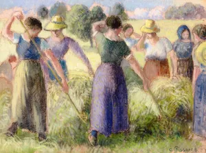 Haymaking Oil painting by Camille Pissarro