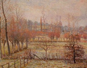 Hoarfrost, Morning also known as Snow Effect in Eragny by Camille Pissarro Oil Painting