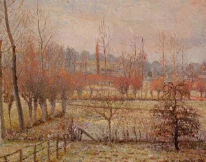 Hoarfrost, Morning also known as Snow Effect in Eragny by Camille Pissarro - Oil Painting Reproduction