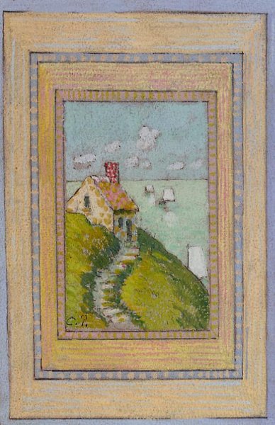 House on a Cliff by Camille Pissarro - Hand-Painted Oil Painting Reproduction