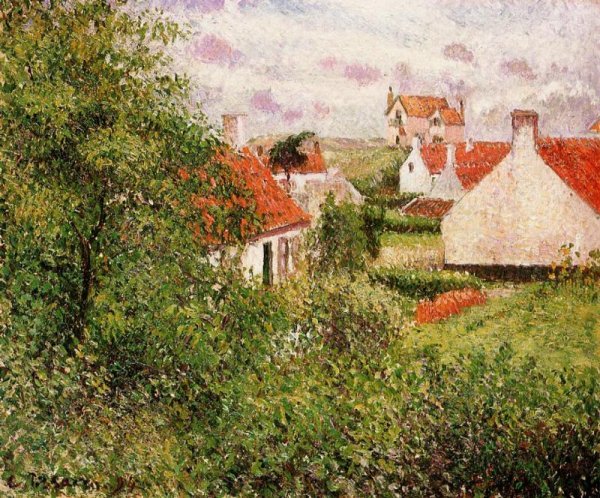 Main Product Photo of Houses at Knocke, Belgium Painting by Camille Pissarro