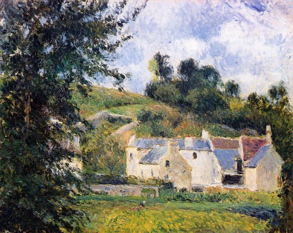 Main Product Photo of Houses of l'Hermitage, Pontoise Painting by Camille Pissarro