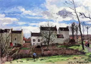 Houses on a Hillside, Winter, near Louveciennes painting by Camille Pissarro